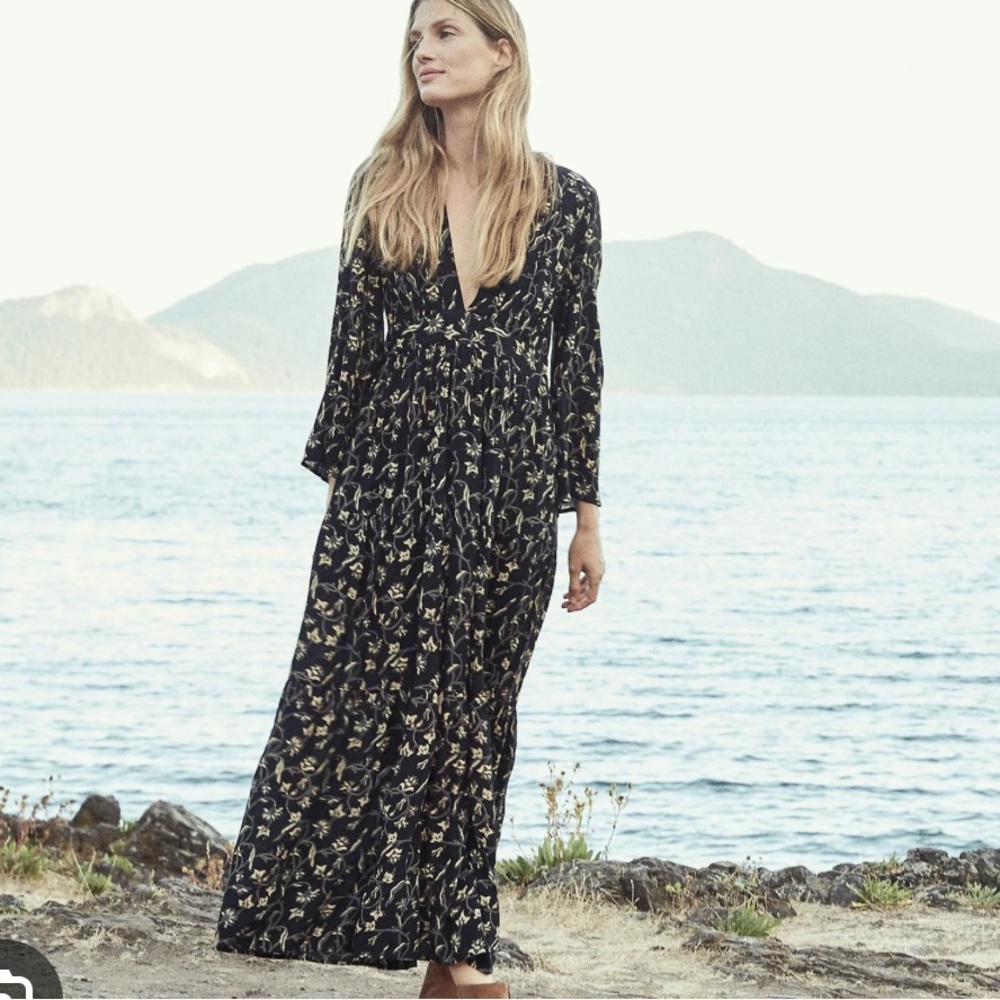 Doen “Zinnia” dress in black scroll print XS